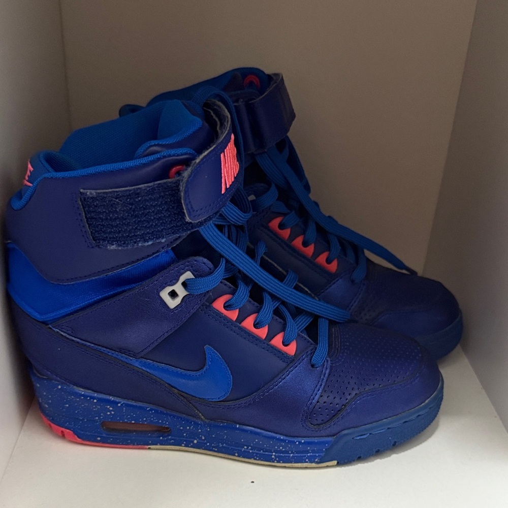 Nike Revolution Vintage Blue Neon Pink High-Top Sneakers